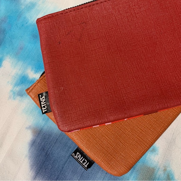 Tetris Ipsy Pouches Bundle of Two Makeup Bags w/ Zippers Orange & Red 👾🎮🧩🕹️ - Picture 8 of 11